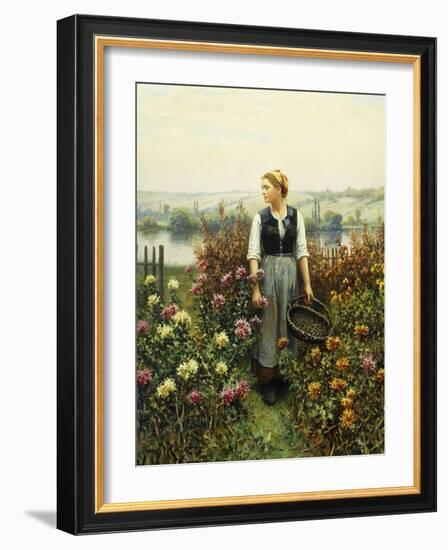 Girl with a Basket in a Garden-Daniel Ridgway Knight-Framed Giclee Print