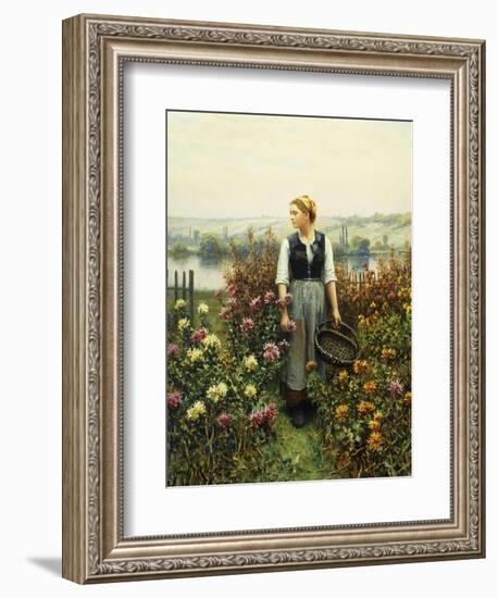 Girl with a Basket in a Garden-Daniel Ridgway Knight-Framed Giclee Print