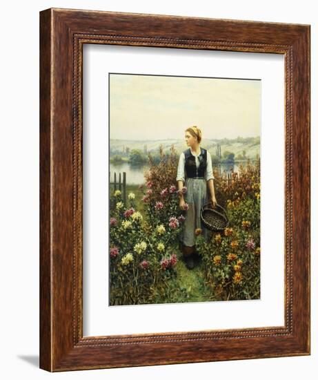 Girl with a Basket in a Garden-Daniel Ridgway Knight-Framed Giclee Print