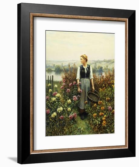 Girl with a Basket in a Garden-Daniel Ridgway Knight-Framed Giclee Print