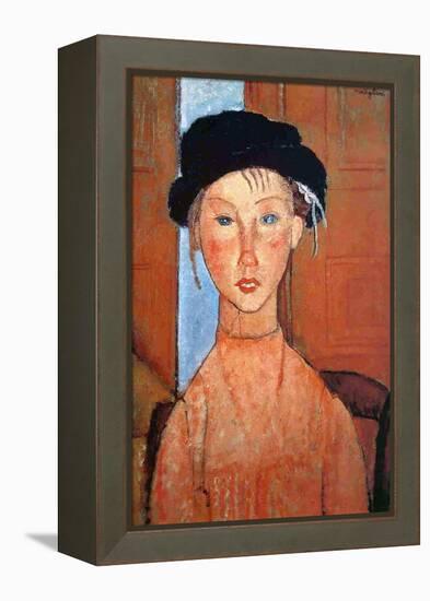 Girl with a Black Hat, 1918-Amedeo Modigliani-Framed Premier Image Canvas