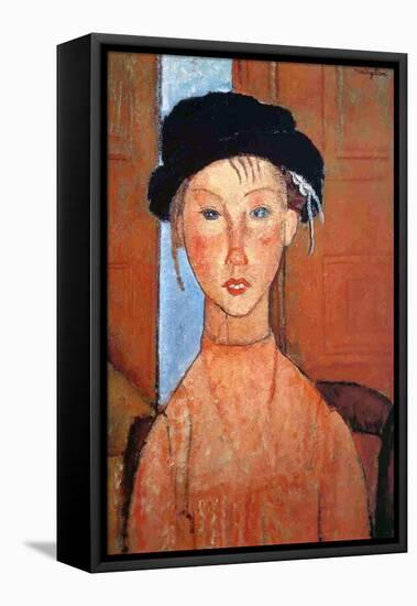 Girl with a Black Hat, 1918-Amedeo Modigliani-Framed Premier Image Canvas