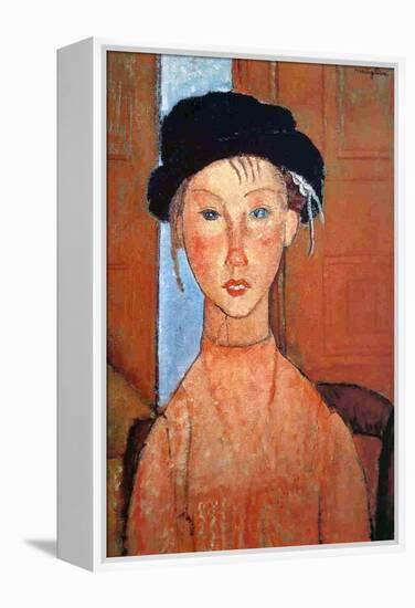 Girl with a Black Hat, 1918-Amedeo Modigliani-Framed Premier Image Canvas