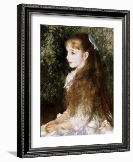 Girl with a Blue Ribbon-Pierre-Auguste Renoir-Framed Giclee Print