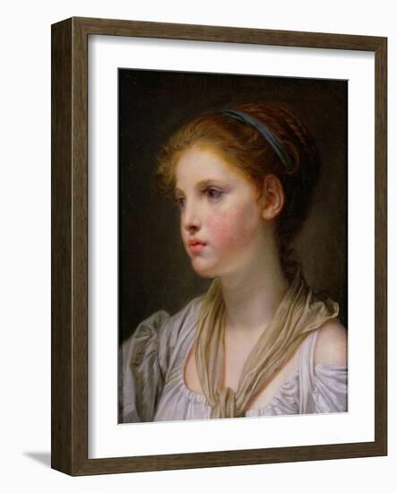 Girl with a Blue Ribbon-Jean-Baptiste Greuze-Framed Giclee Print