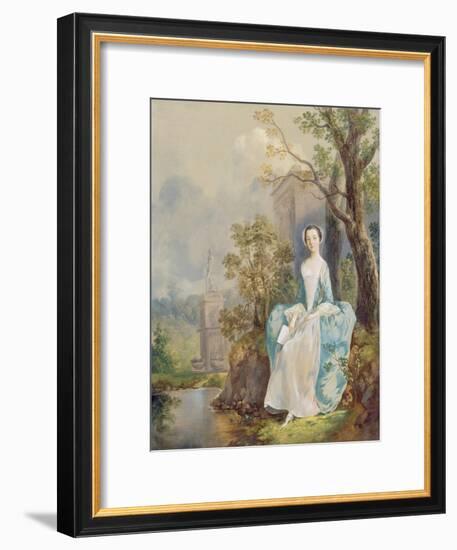 Girl with a Book Seated in a Park, C.1750-Thomas Gainsborough-Framed Giclee Print