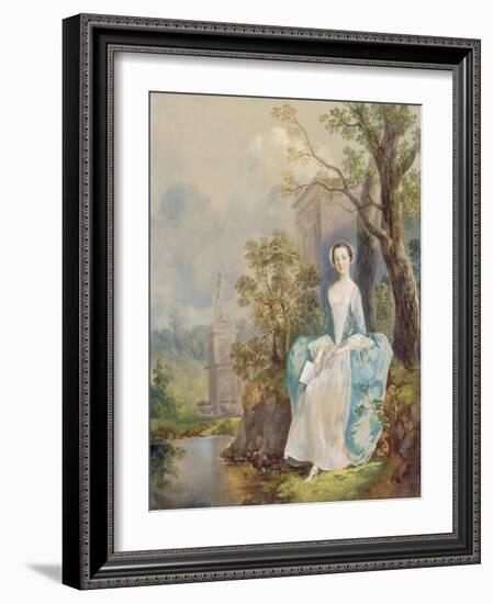 Girl with a Book Seated in a Park, C.1750-Thomas Gainsborough-Framed Giclee Print