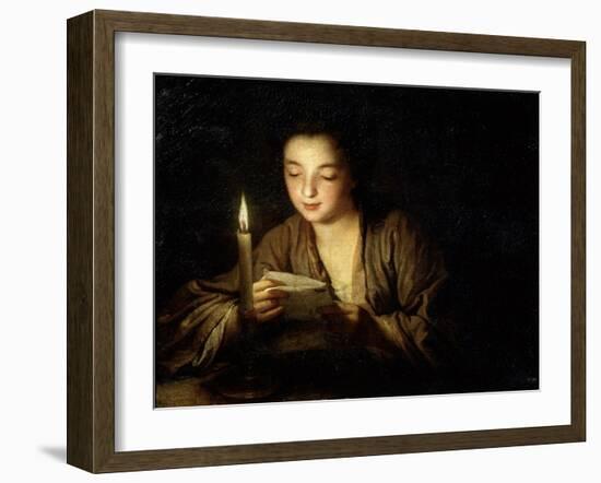 Girl with a Candle, Late 17th or Early 18th Century-Jean-Baptiste Santerre-Framed Giclee Print