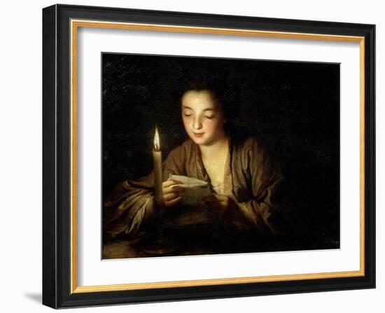 Girl with a Candle, Late 17th or Early 18th Century-Jean-Baptiste Santerre-Framed Giclee Print
