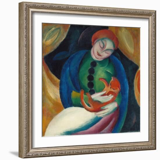 Girl with a Cat II, 1912-Franz Marc-Framed Giclee Print