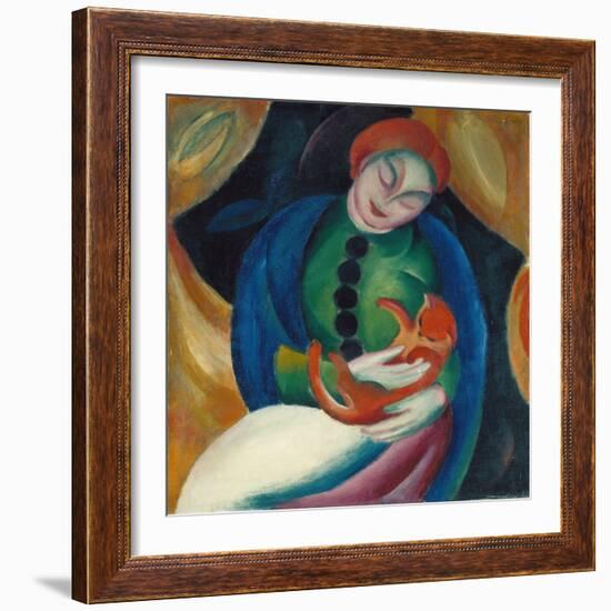 Girl with a Cat II, 1912-Franz Marc-Framed Giclee Print