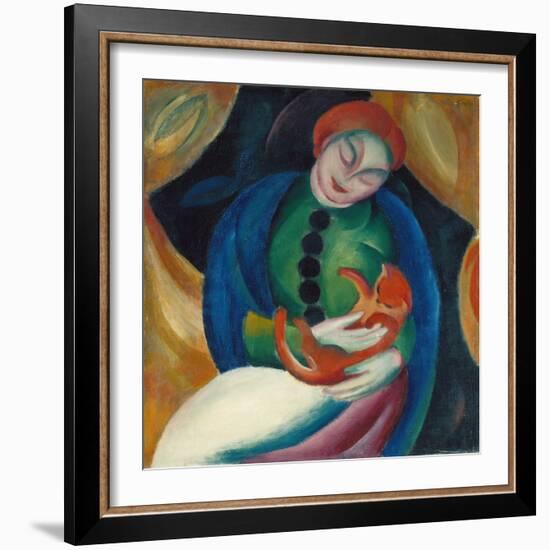 Girl with a Cat II, 1912-Franz Marc-Framed Giclee Print