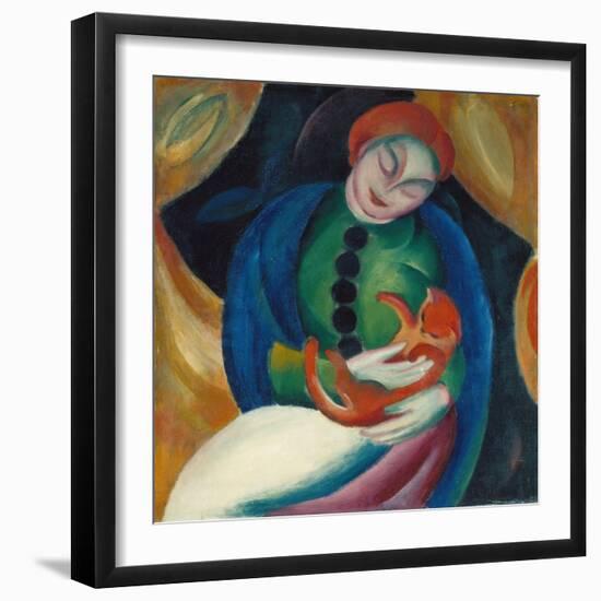 Girl with a Cat II, 1912-Franz Marc-Framed Giclee Print