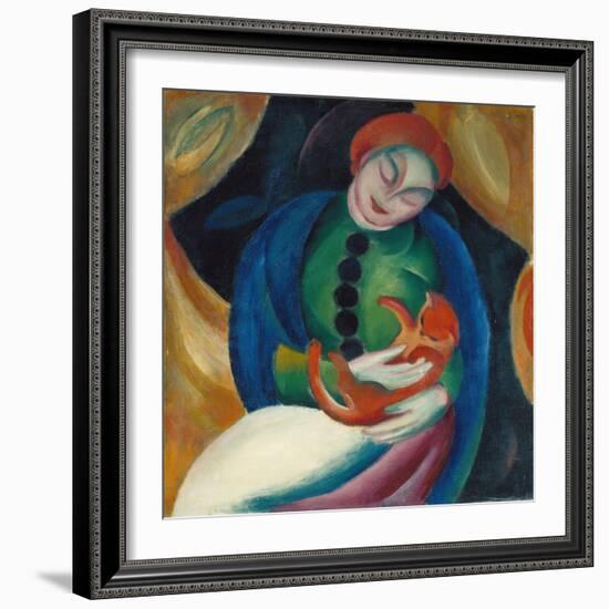 Girl with a Cat II, 1912-Franz Marc-Framed Giclee Print