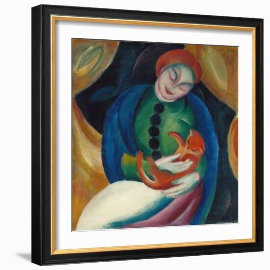 Girl with a Cat II, 1912-Franz Marc-Framed Giclee Print