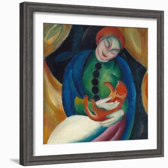 Girl with a Cat Ii., 1912-Franz Marc-Framed Giclee Print