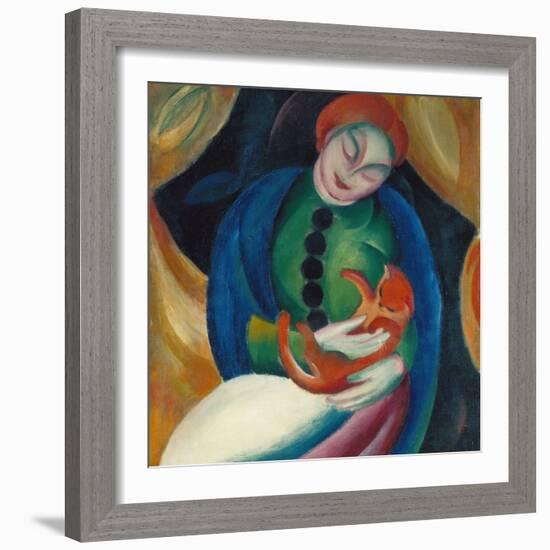 Girl with a Cat Ii., 1912-Franz Marc-Framed Giclee Print