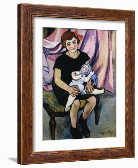 Girl with a Doll; Fillette a La Poupee, 1920-Suzanne Valadon-Framed Giclee Print