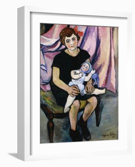 Girl with a Doll; Fillette a La Poupee, 1920-Suzanne Valadon-Framed Giclee Print