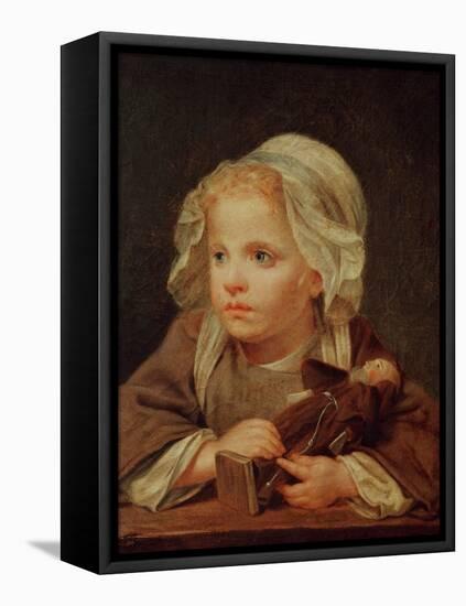 Girl with a Doll-Jean-Baptiste Greuze-Framed Premier Image Canvas
