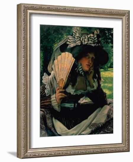 Girl with a Fan, 1870-1871-James Jacques Joseph Tissot-Framed Giclee Print