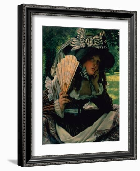 Girl with a Fan, 1870-1871-James Jacques Joseph Tissot-Framed Giclee Print