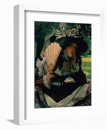 Girl with a Fan, 1870-1871-James Jacques Joseph Tissot-Framed Giclee Print