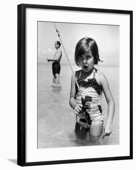 Girl with a Fishing Rod-Alfred Eisenstaedt-Framed Photographic Print