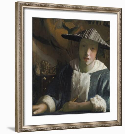 Girl with a Flute-Jan Vermeer-Framed Premium Giclee Print