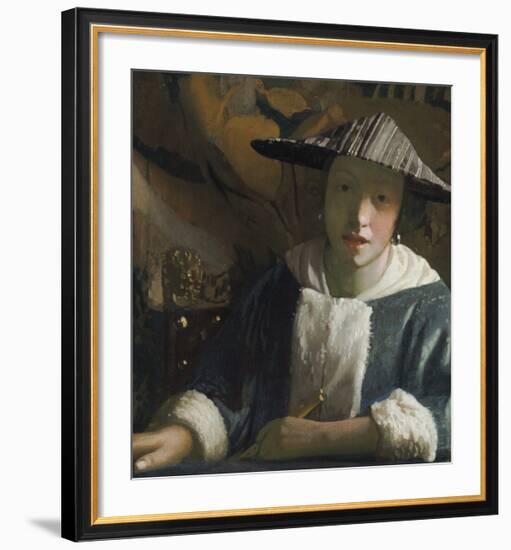 Girl with a Flute-Jan Vermeer-Framed Premium Giclee Print