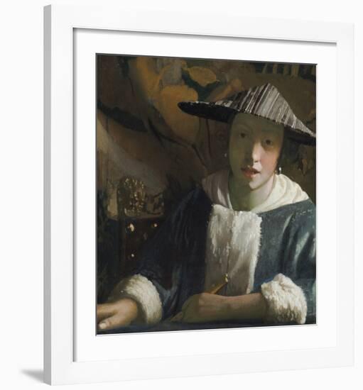 Girl with a Flute-Jan Vermeer-Framed Premium Giclee Print