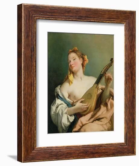 Girl with a Mandolin, 1755-60-Giovanni Battista Tiepolo-Framed Giclee Print