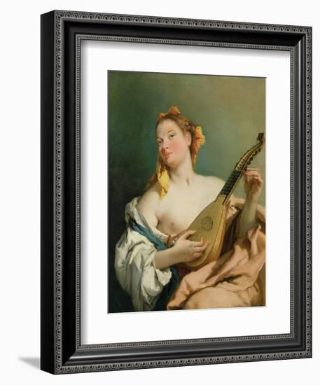 Girl with a Mandolin, 1755-60-Giovanni Battista Tiepolo-Framed Giclee Print