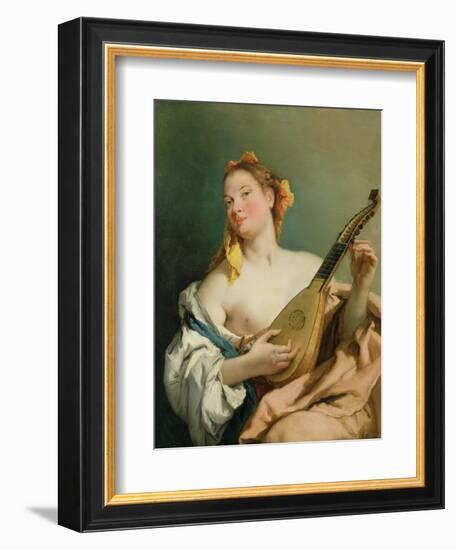 Girl with a Mandolin, 1755-60-Giovanni Battista Tiepolo-Framed Giclee Print