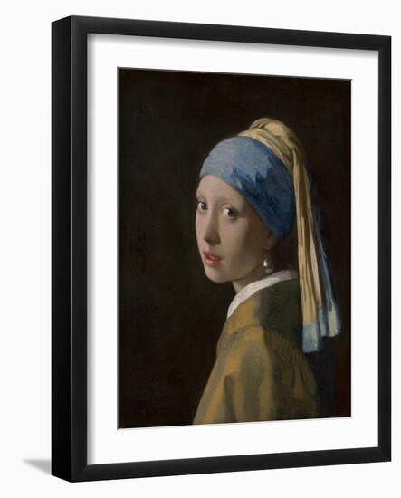 Girl with a Pearl Earring, 1665, by Johannes Vermeer, 1632–1675, Dutch painting,-Johannes Vermeer-Framed Premium Giclee Print