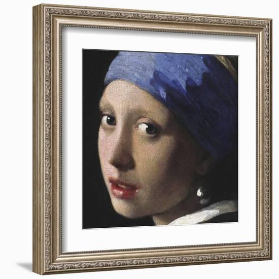 Girl with a Pearl Earring (detail)-Johannes Vermeer-Framed Art Print