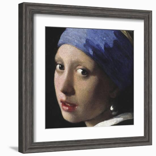 Girl with a Pearl Earring (detail)-Johannes Vermeer-Framed Art Print