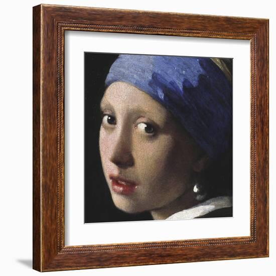 Girl with a Pearl Earring (detail)-Johannes Vermeer-Framed Art Print