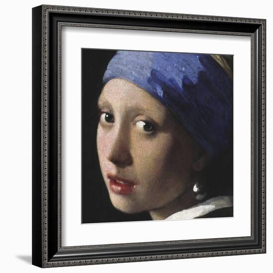 Girl with a Pearl Earring (detail)-Johannes Vermeer-Framed Art Print