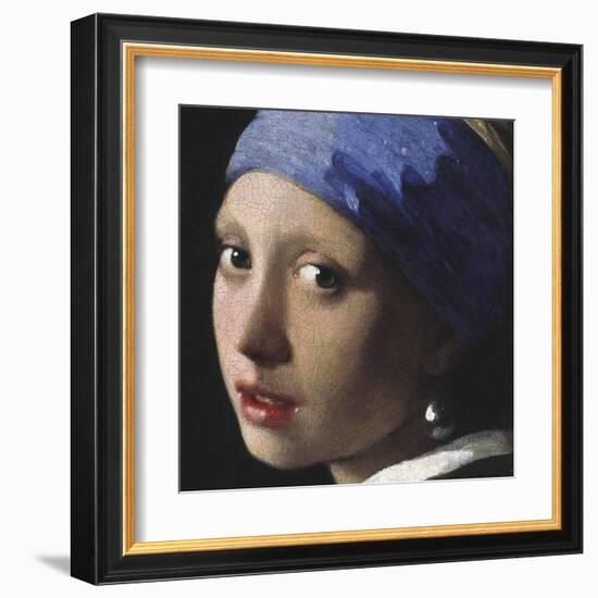 Girl with a Pearl Earring (detail)-Johannes Vermeer-Framed Art Print