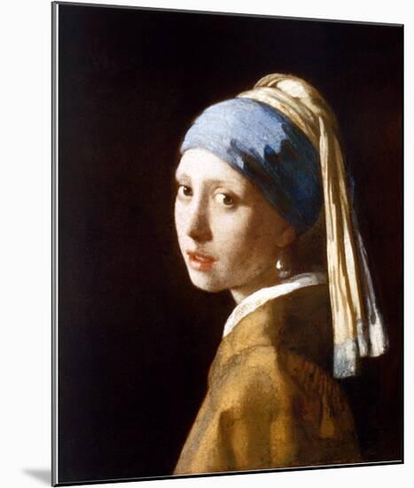 Girl with a Pearl Earring-Johannes Vermeer-Mounted Art Print