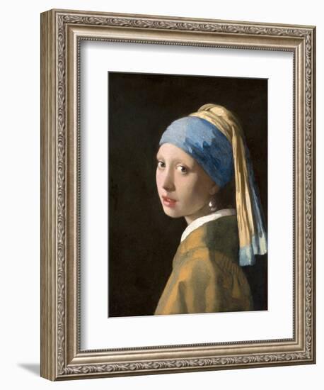 Girl with a Pearl Earring-Johannes Vermeer-Framed Premium Giclee Print