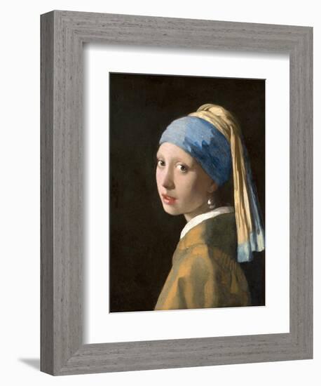 Girl with a Pearl Earring-Johannes Vermeer-Framed Premium Giclee Print