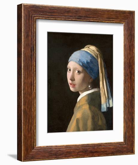 Girl with a Pearl Earring-Johannes Vermeer-Framed Premium Giclee Print