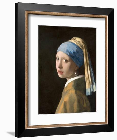 Girl with a Pearl Earring-Johannes Vermeer-Framed Premium Giclee Print