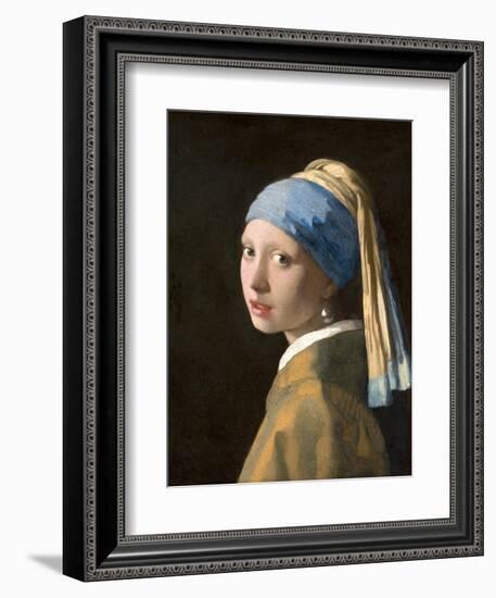 Girl with a Pearl Earring-Johannes Vermeer-Framed Premium Giclee Print