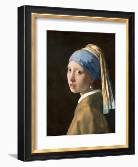 Girl with a Pearl Earring-Johannes Vermeer-Framed Premium Giclee Print