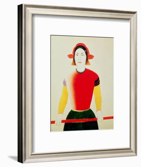 Girl with a Pole (Oil)-Kasimir Malevich-Framed Premium Giclee Print