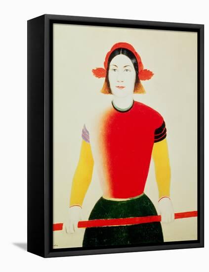 Girl with a Pole (Oil)-Kasimir Malevich-Framed Premier Image Canvas