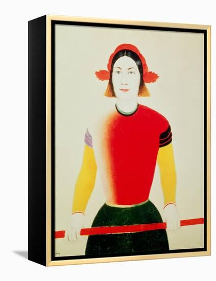 Girl with a Pole (Oil)-Kasimir Malevich-Framed Premier Image Canvas